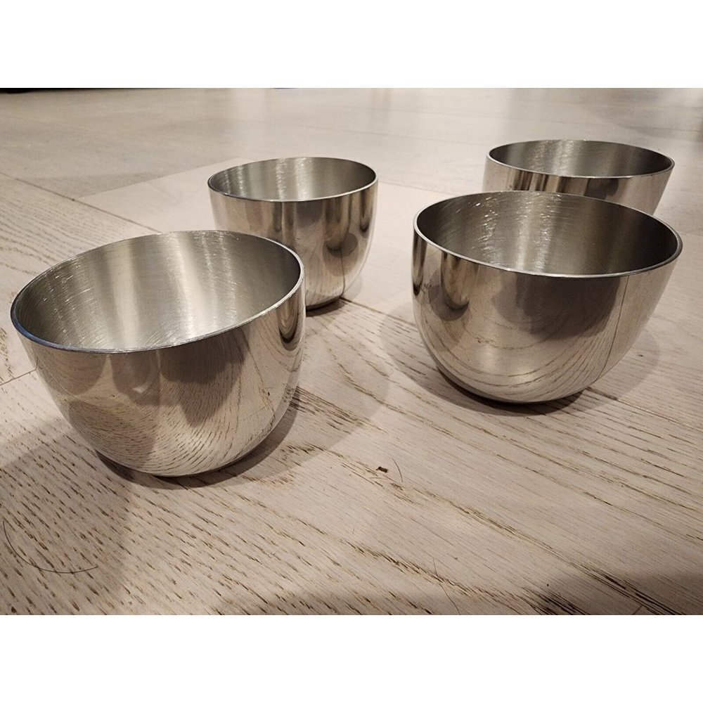 4 VINTAGE KIRK STIEFF P50 PEWTER CUPS MONTICELLO THOMAS JEFFERSON FOUNDATION VGC
